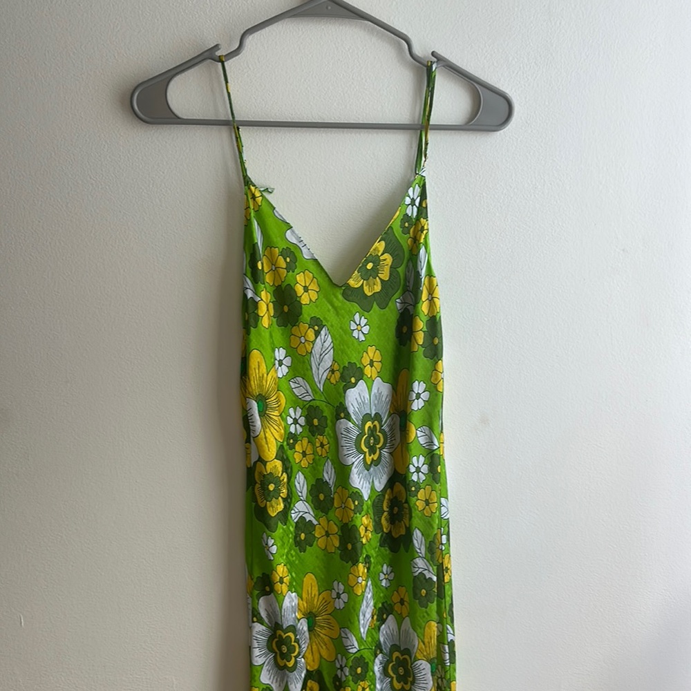 dodo bar or 100% silk floral maxi low back slip dress